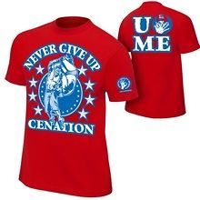 20% OFF CHARITY SALE John Cena XL New Red Never Give Up WWE T Shirt