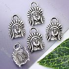 Silver Tone Vintage Indian Chief Head Charm Pendant Finding Jewelry