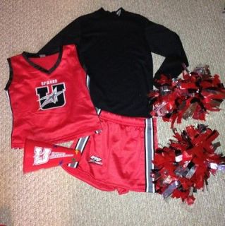 Girls Cheerleading Uniform Pom Poms/Mega Phone/Shell/Skort/Shirt Small