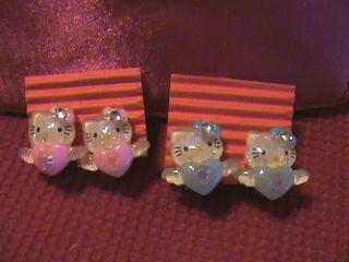 Kids Very Lovely Hello Kitty Valentine Hearts Clip On Earrings