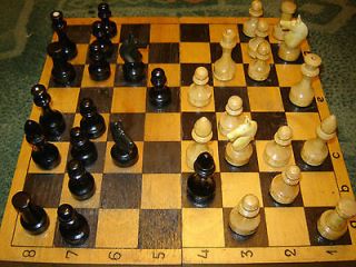 Rare Vintage wooden CHESS SET in Wooden box Antiques USSR Soviet