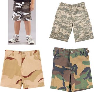 KIDS CAMOUFLAGE Military Style CARGO Uniform BDU SHORTS