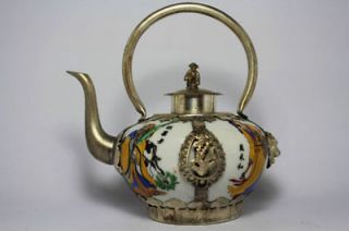 Chinese Porcelain Handwork Painting Monkey Tea Pot