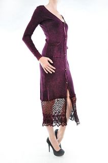 New T Party Brand Womens Boho Button Down Crochet Maxi Dress Cardigan