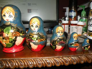 RUSSIAN STACKING NESTING DOLLS, SET OF 5, ADORABLE