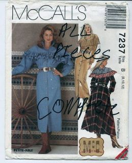 McCalls 7237 Old West Brand Misses Dress Size 8 12 1994 Uncut