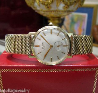 MENS GRUEN VINTAGE 14K YELLOW GOLD PRECISION WATCH   CASED AND TIMED
