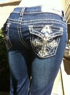 NWT MISS CHIC So Sexy Cross Religion Rhinestone Jeans SIZE 9/29 HOT