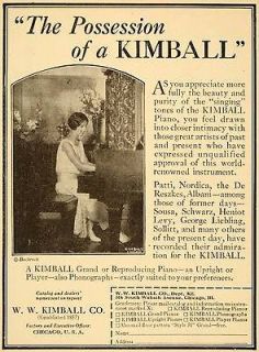 1925 Ad W W Kimball Grand Piano Chico Catalogs Player   ORIGINAL