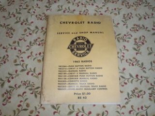 1962 CHEVY NOVA IMPALA CORVETTE RADIO DELCO MANUAL GM