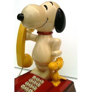 1976 Peanuts Character SNOOPY & WOODSTOCK Phone13 1/2 Tall WORKS