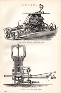 1880 PRINT ~ BRICK MAKING MACHINES ~ CLAYTON HOWLETT VENABLES