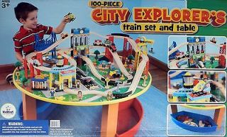 100 Piece City Explorers Train Set Table Storage Bin Deluxe Airport