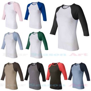 Bella Ladies Baseball Raglan 3/4 Sleeve T Shirt TEE Womens 2000, Size