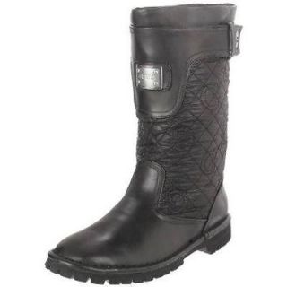 120 New Guess Junebug Knee High Flats Snow Quilted Boots Shoes Black