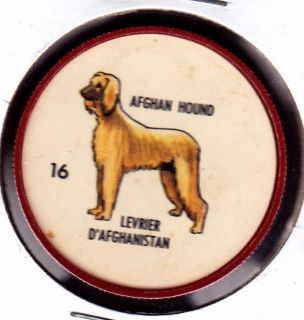 1960s Humpty Dumpty Potato Chips Dog Coin #16 Afghan Hound