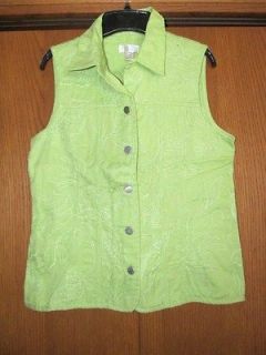 LIME GREEN DENIM VEST W/ EMBROIDERY & BEADS BY CHRISTOPHER & BANKS M
