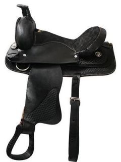 NEW 15 BLACK Economy Style Roper Saddle w/Basketweave Tooling