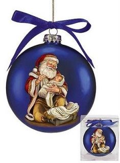 WOW Glass Kneeling Santa Christmas Tree Ornament Figure & Infant Baby
