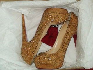 CHRISTIAN LOUBOUTIN ALTI Pumps Gold Spikes ~ Womens Shoes Heels