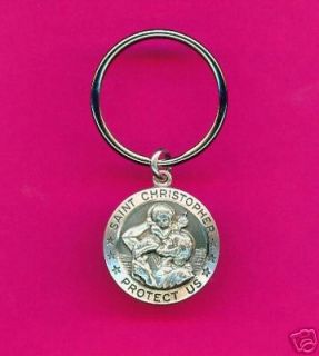 St. Christopher Solid Sterling Silver Medal Key Ring A