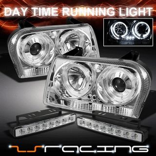 05 08 CHRYSLER 300 HALO PROJECTOR CHROME HEADLIGHTS 2in1 DRL LED