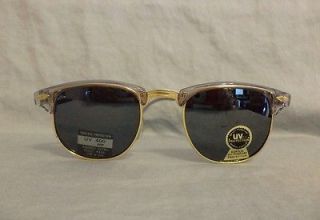 Retro CLUBMASTER WAYFARER Mirrored Sunglasses (Gold/Clear)