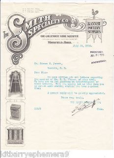 5260 Smith Specialty poultry supplies 1916 letterhead C. C. Smith