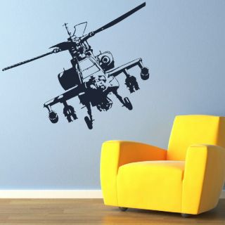 HELICOPTER APACHE wall art stickers transfer kids graphic stencil ne13