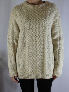 Urban outfitters cream aran wool chunky cable knit jumper size 12   14