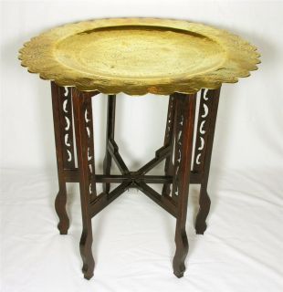 Antique Chinese Brass/Wood Campaign Table, C.1920