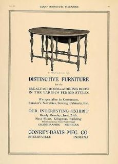 1918 Ad Gate leg Extension Table Conrey Davis Furniture   ORIGINAL