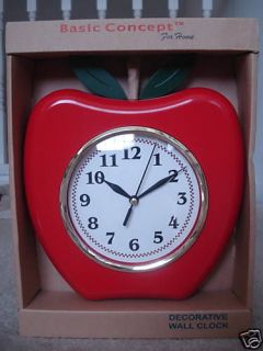 RED DELICIOUS APPLE DECORATIVE WALL CLOCK,HOME,COU NTRY KITCHEN, NEW