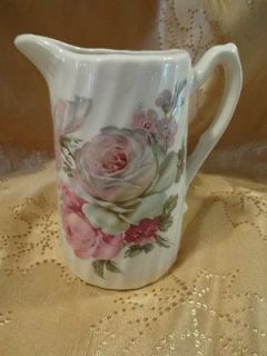 Newly listed Vintage Pink Rose White China Creamer Pitcher