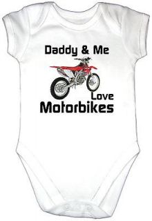 LOVE MOTORBIKES Baby Grow CRF 450 Motor Cycle Dirt Trail Bike Clothes
