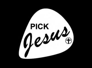 PICK JESUS Christian Rock Guitar Church Bible FUNNY T shirt Party Gift