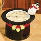 HOliday Party Christmas Winter Snowman Serving Dip Dish TopHat with