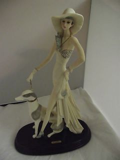 CLASSY LADY   SANTINI (ITALY) SCULPTURE   LADY WITH GREYHOUND WHIPPET