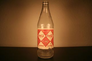 Rare Vintage NR Diamond Pattern ACL 10oz 1966 Clear Glass Coke Bottle