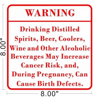 Alcohol Beer Drunk Pregnancy Warning Sign Caution Liquor Store Shop