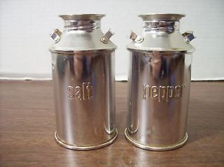 Vintage Metal Milk Cans Salt & Pepper Shakers JAPAN