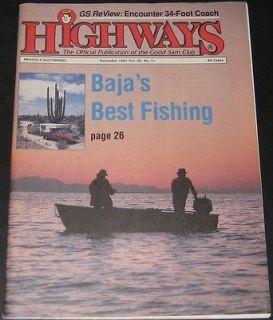 Highways RV Magazine  Good Sam Club  November 1991 Bajas Best Fishing