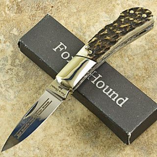 FOX N HOUND Genuine Stag LOCKBACK Pocket Knife Italy Handles Folding