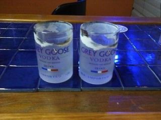 bar glasses made from recycled Greygoose bottles, grey goose