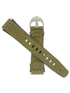 18MM OLIVE GREEN STITCHED LEATHER EXPEDITION SPORT WATCH BAND STRAP