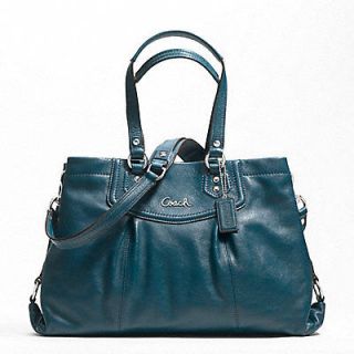 Coach Handbag Ashley Large Peacock Blue Carryall Sophisticated NWT $