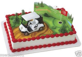 Golf Cart Cake Decoration Kit Hole in One Topper White Cart NEW