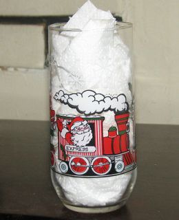 Coca Cola North Pole Santa express train glass.