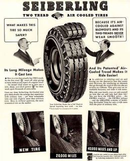 1937 Advertisement for Seiberling 2 tread air cooled automobile tires