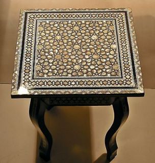 Moroccan Vintage Mother of Pearl Mosaic Wood Sqaure Coffee Table
